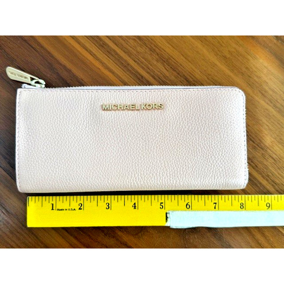 Michael Kors Jet Set Travel Continental Leather Wallet Blush Pink Zip Around MK - Picture 4 of 16